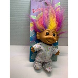 Vintage Bright of America Rainbow Troll Doll Alphabet Pajamas B60010 Gem Earring